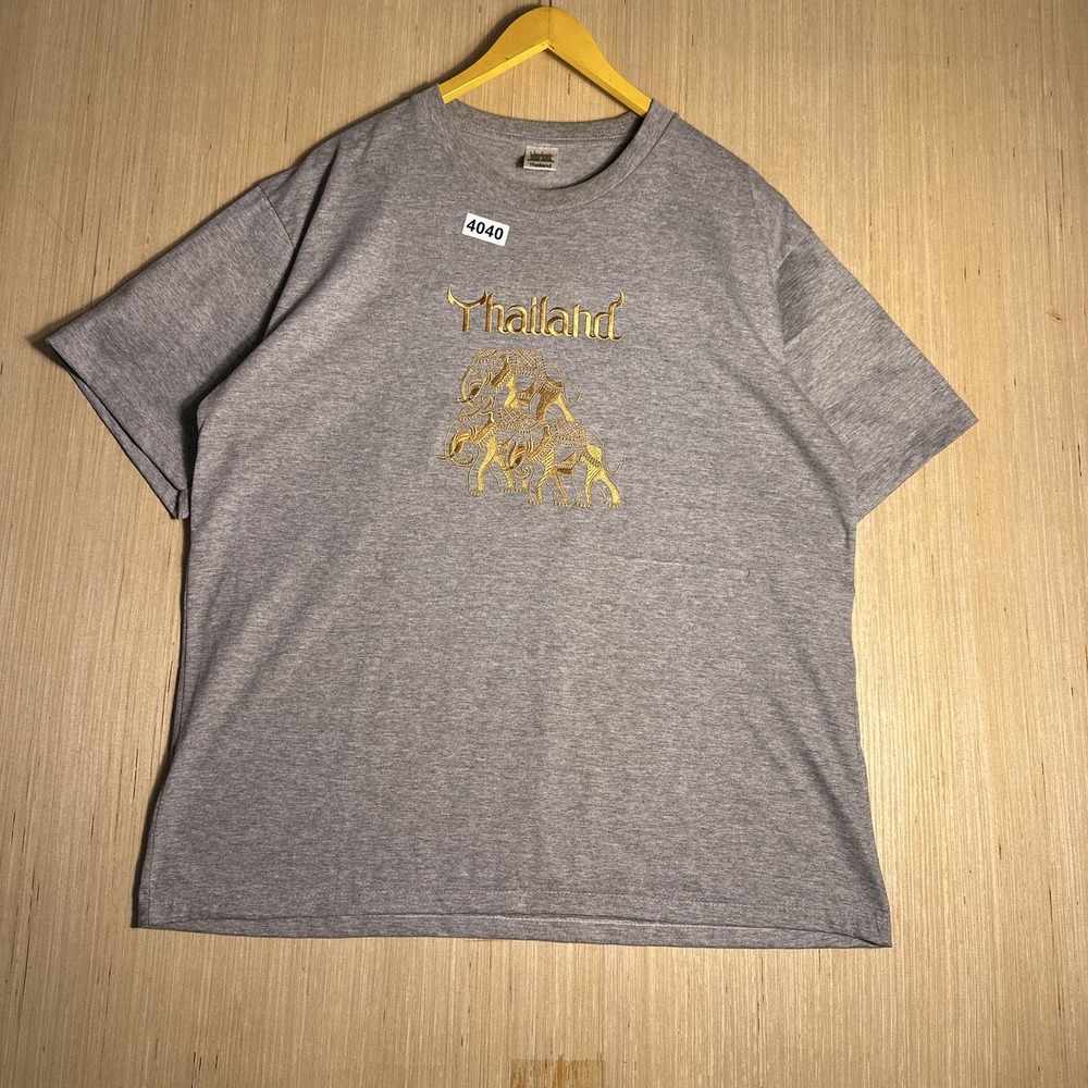 Vintage 90s Thailand Graphic Gray T-Shirt Large Short Sleeve Men's Tourist